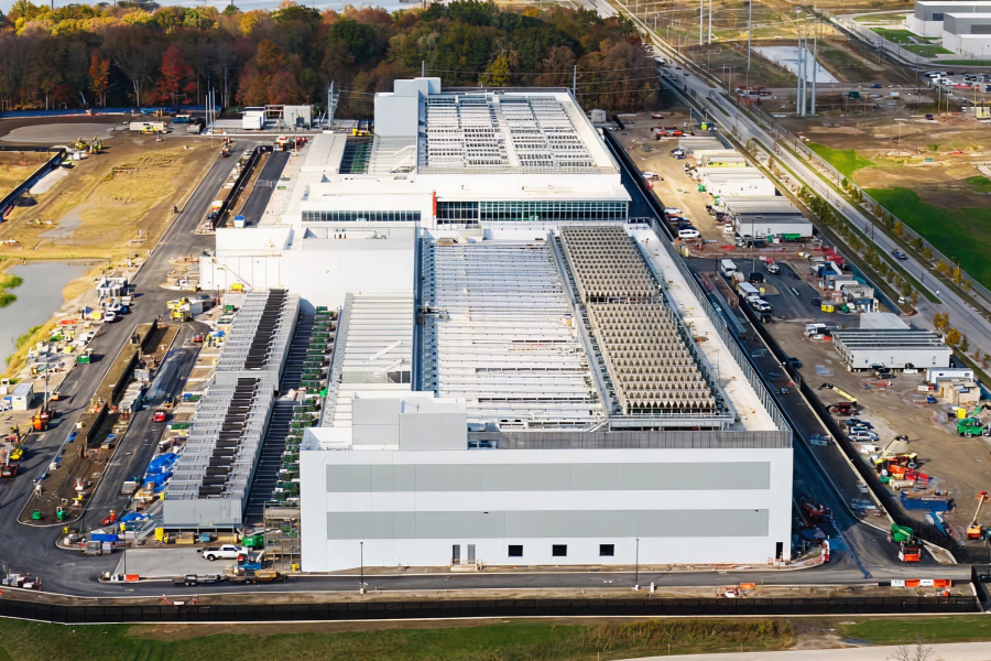 aerial of data center and surrpounding development